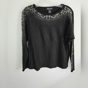 Alison Sheri Embelished Black Stud Top